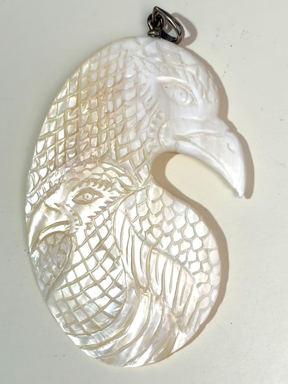 NWOT Hand Carved Bone Eagle Profile Pendant Statement Jewelry